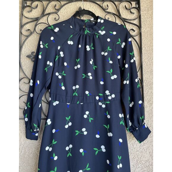 Banana Republic White Cherry High Neck Mini Dress - Size 4P - Multicolor - Picture 3 of 9